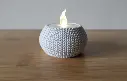 Knitted tealight candle holder