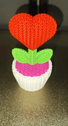 Knitted Heart flower pot